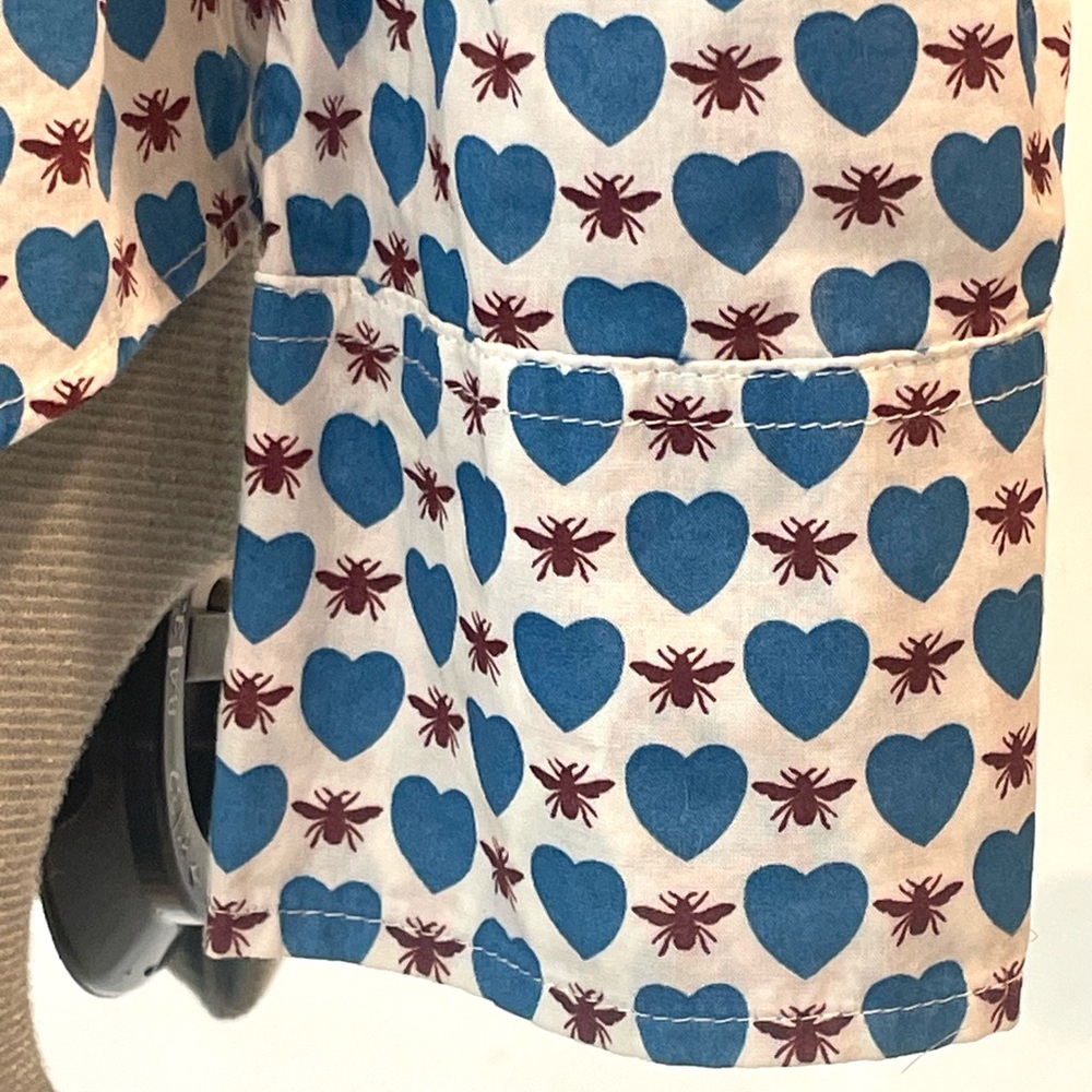 J. Crew Blue and White Heart Pattern Shirt - Picture 8 of 9